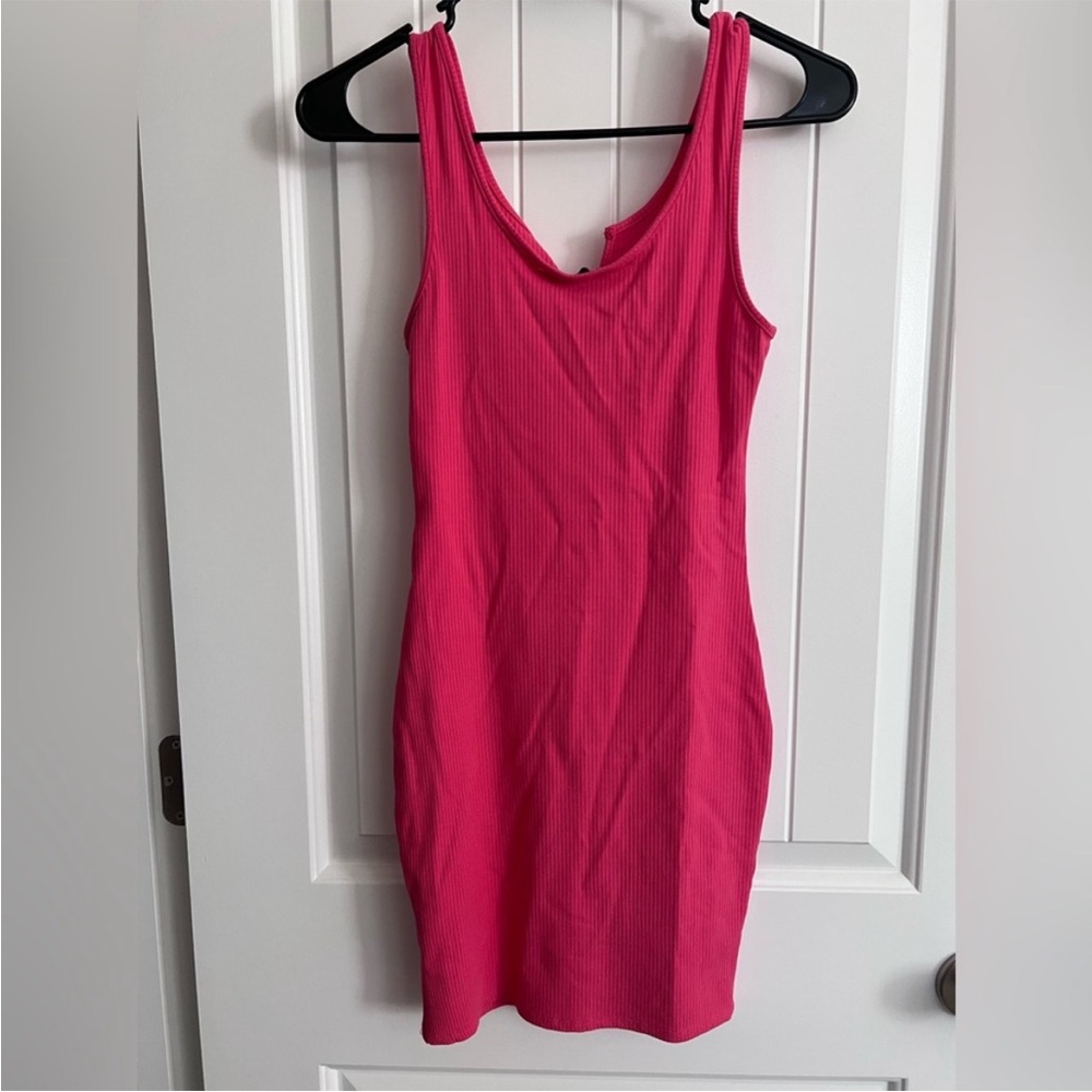 Fashion Nova Hot Pink Ribbed Mini Dress